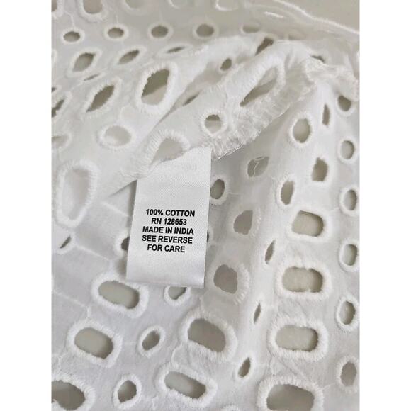 Calypso~Woman Size M~White 100 % Cotton Button-Up Shirt Blouse Shirt Sleeve NWT. - Picture 10 of 15